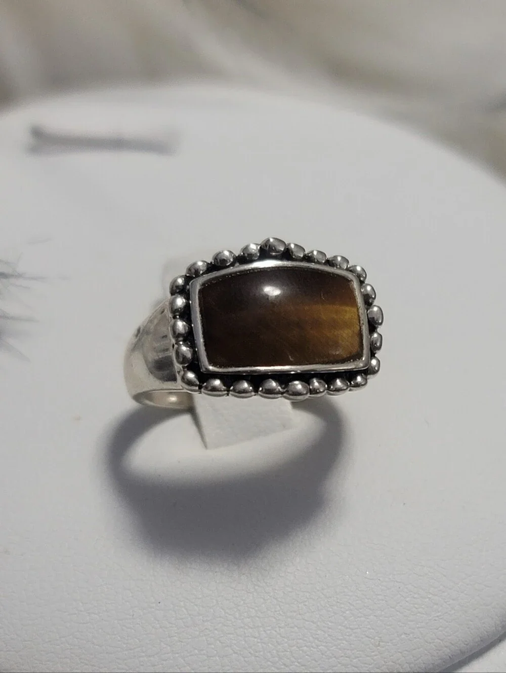 East West Tiger's Eye Sterling Silver Ring Size 7